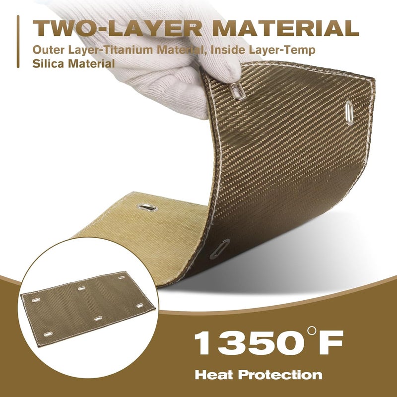 Swess 2 Set Titanium Pipe Shield 6" x 12", Exhaust Heat Shield for Motorcycle, Components, Hoses, Lines, and Electrical Wiring, Two-layer Exhaust Wrap Pipe Heat Shield Protection up to 1350°F - Image 3